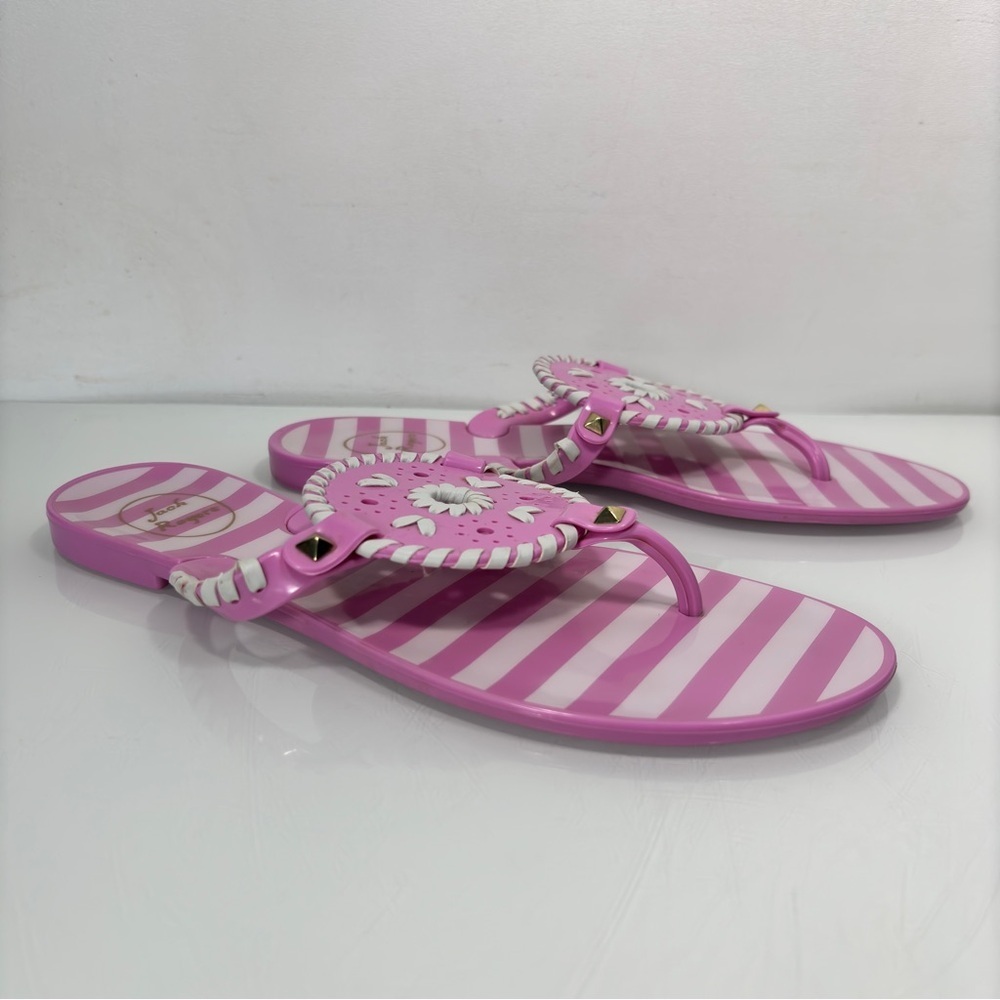 Jack Rogers Lavender Pink White Striped Georgica Jelly Sandal Size 8 - Picture 7 of 12